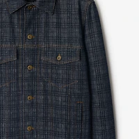 Check Denim Jacket in Indigo blue - Men, Cotton | Burberry® Official
