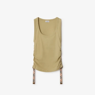 Festival Cotton Blend Tank Top in Hemlock - Women | Burberry® Official
