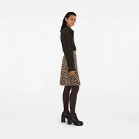 Pleated Check Wool Blend Skirt in Linden - Women, Nylon | Burberry® Official
