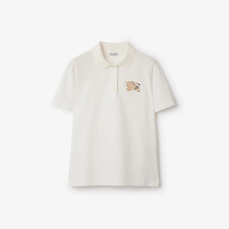 EKD Check Cotton Polo Shirt in Chalk white - Women | Burberry® Official