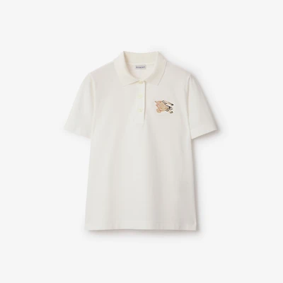 EKD Check Cotton Polo Shirt in Chalk white - Women | Burberry® Official