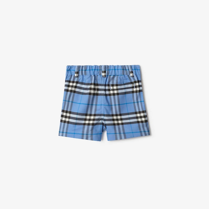 Check Cotton Oxford Shorts in Cornflower blue | Burberry® Official