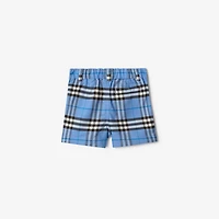 Check Cotton Oxford Shorts in Cornflower blue | Burberry® Official