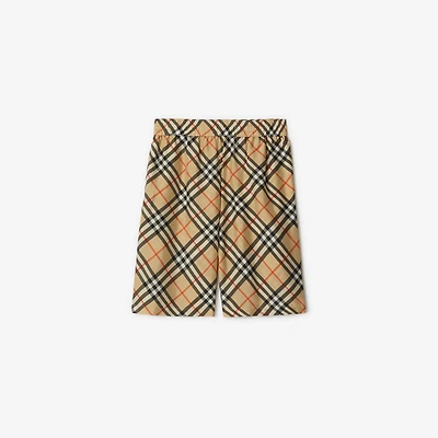 Check Silk Shorts in Sand - Men | Burberry® Official