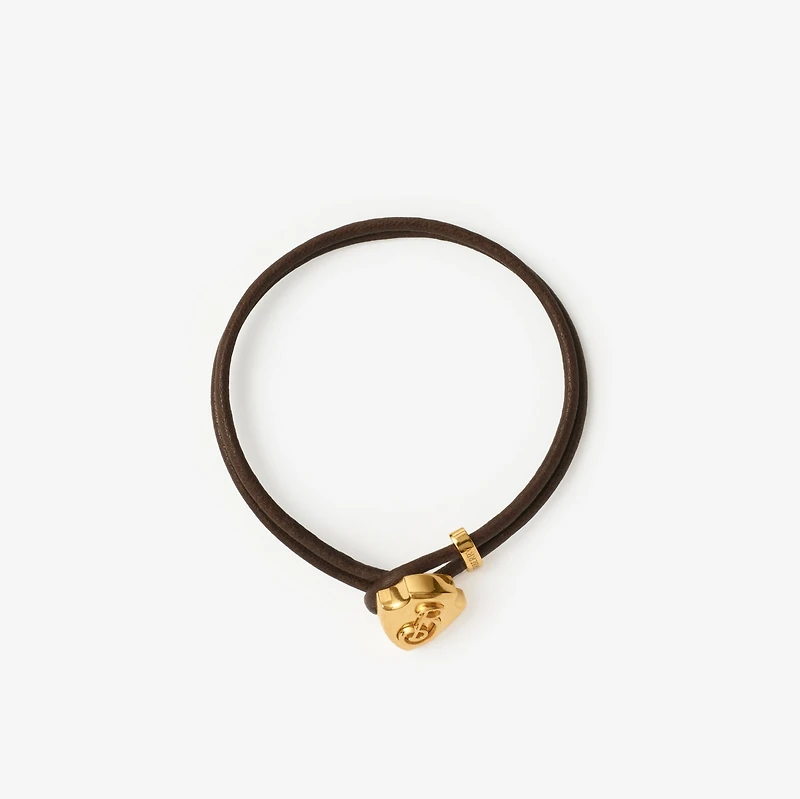 Leather B Shield Bracelet in Gold/military - Women | Burberry® Official