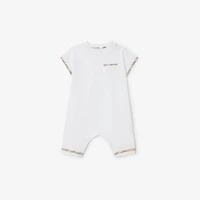 Check Trim Cotton Playsuit in White - Children | Burberry® Official