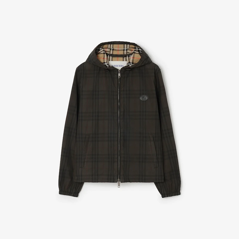 Check Cotton Newport Hooded Jacket in Sand beige - Men | Burberry® Official