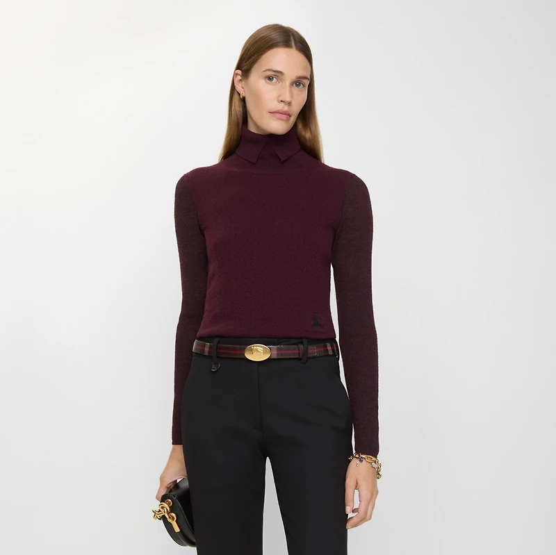 Reversible Check Knight Stamp Belt​ in Mahogany red/gold - Women | Burberry® Official