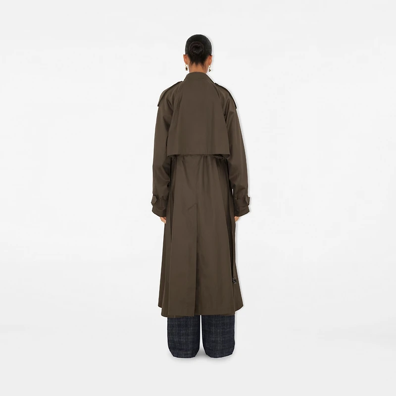 Long Gabardine Trench Coat in Military - Women, Cotton | Burberry® Official