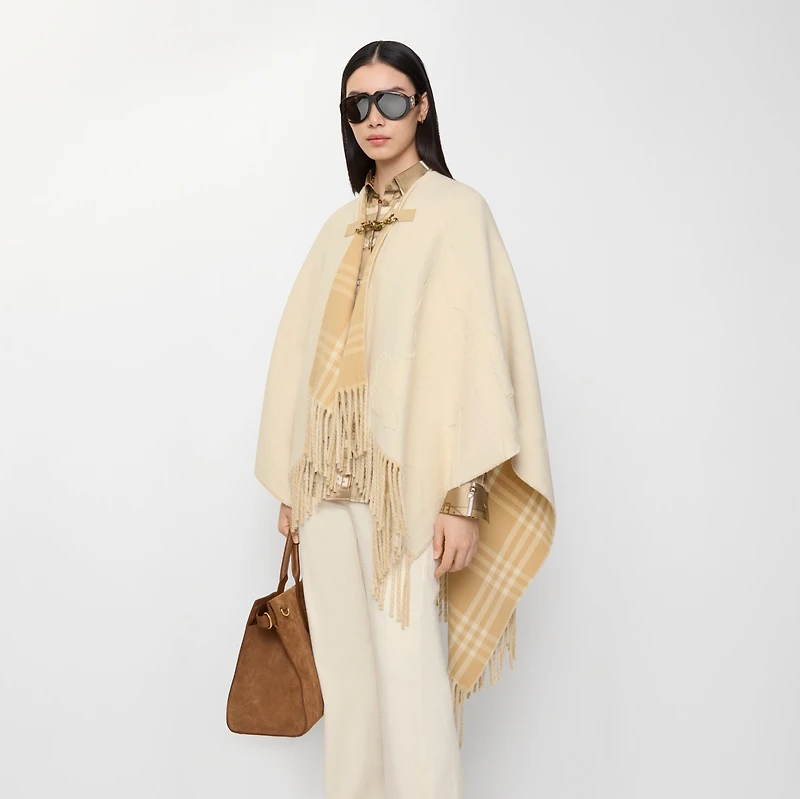 EKD Fil Coupé Wool Cape in Tundra beige | Burberry® Official