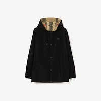 Reversible Check Hooded Jacket in Black - Men, Nylon | Burberry® Official