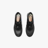 Leather Cadet Loafers in Black - Men | Burberry® Official