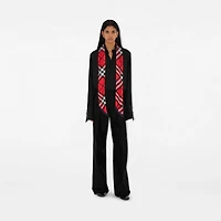 Skinny Check Silk Scarf in Scarlet | Burberry® Official