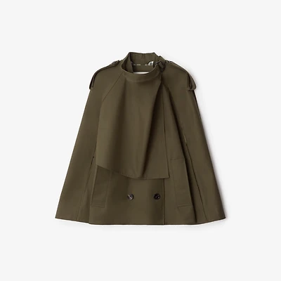 Bonded Cotton Trench Cape in Juniper green - Women | Burberry® Official