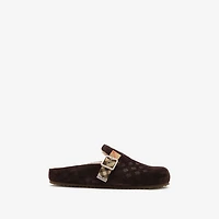 Check Shearling Urchin Clogs in Moorhen brown - Men | Burberry® Official