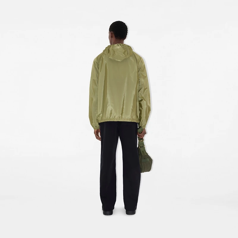 Checker-tape Nylon Hooded Jacket in Wreath green - Men | Burberry® Official