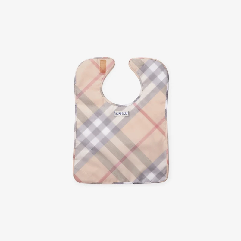 Check Cotton Bib in Pale stone - Children | Burberry® Official