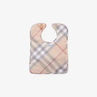 Check Cotton Bib in Pale stone - Children | Burberry® Official