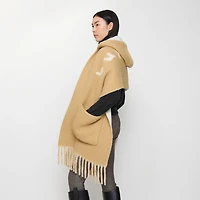 Logo Alpaca Wool Blend Hooded Scarf in Sand beige | Burberry® Official