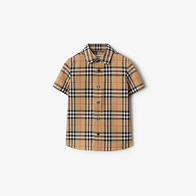 Check Cotton Shirt in Sand beige | Burberry® Official