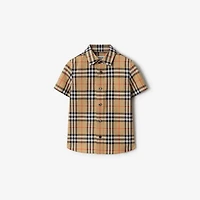 Check Cotton Shirt in Sand beige | Burberry® Official
