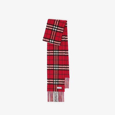 Narrow Check Cashmere Scarf in Post red | Burberry® Official
