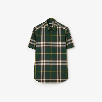 Regular Fit Check Cotton Twill Shirt in Ivy green - Men | Burberry® Official
