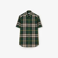 Regular Fit Check Cotton Twill Shirt in Ivy green - Men | Burberry® Official