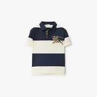 EKD Check Striped Cotton Polo Shirt in Navy/optic white | Burberry® Official