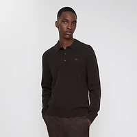 Long-sleeve Cashmere Blend Polo Shirt in Scorched brown - Men | Burberry® Official