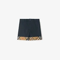 Check Turn-up Cotton Shorts in Navy | Burberry® Official