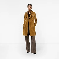 Mid-length Suede Kensington Trench Coat in Tan brown - Women | Burberry® Official