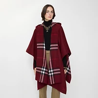 Cashmere Hooded Cape in Oxblood red | Burberry® Official