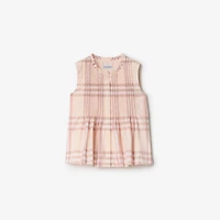 Check Cotton Poplin Top in Shell | Burberry® Official