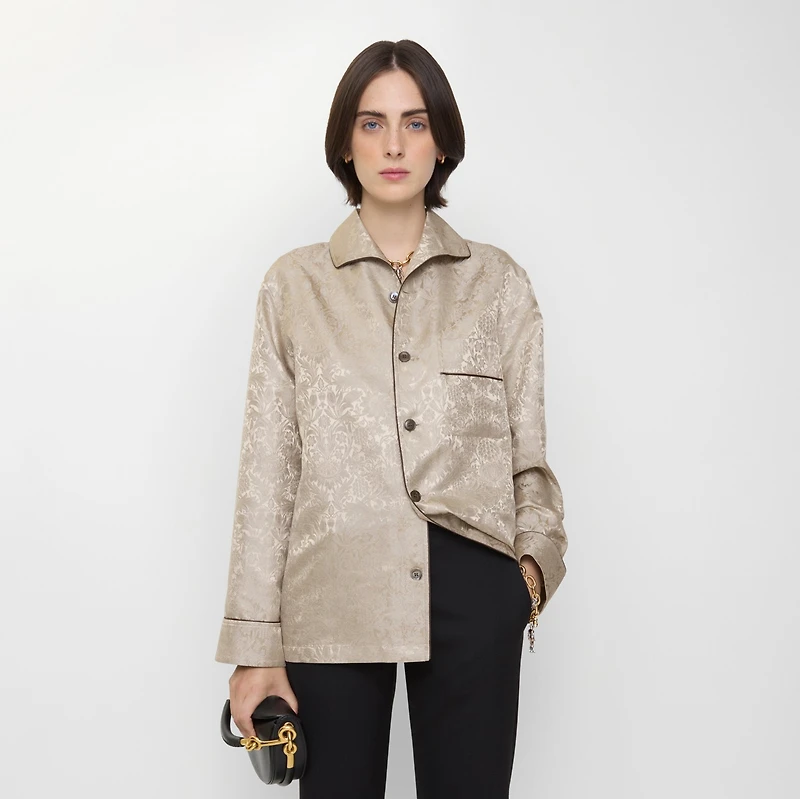 Sunflower Silk Pyjama Shirt in Taupe beige - Women | Burberry® Official