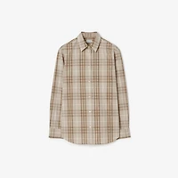 Classic Fit Check Cotton Shirt in Stone grey - Women | Burberry® Official