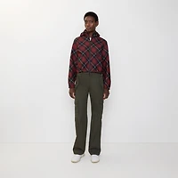 Cropped Reversible Check Hooded Jacket in Poppy red - Women, Nylon | Burberry® Official