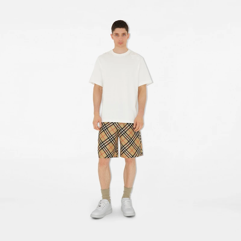 Check Silk Shorts in Sand - Men | Burberry® Official