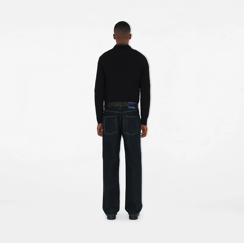 Check Label Wool Sweater in Black - Men | Burberry® Official