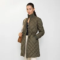 Check-stitch Nylon Danesbury Puffer Coat in Marsh green - Women | Burberry® Official