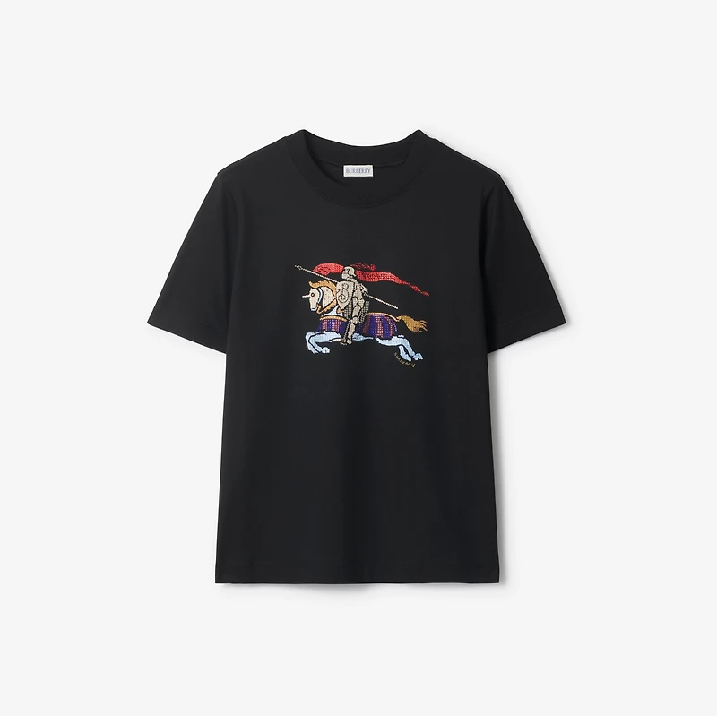 Crystal EKD Cotton T-shirt in Black - Women | Burberry® Official