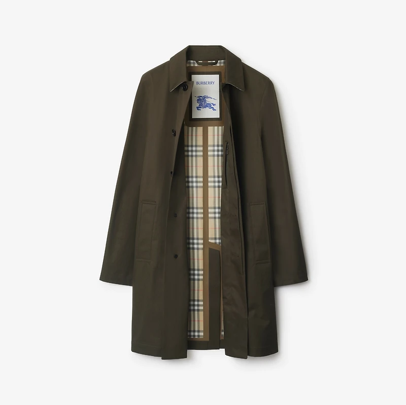 Mid-length Bonded Gabardine Car Coat in Juniper green - Men | Burberry® Official