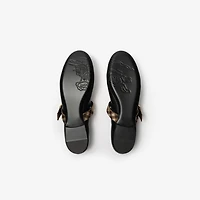 Check Strap Leather Robin Ballerinas in Black - Women | Burberry® Official