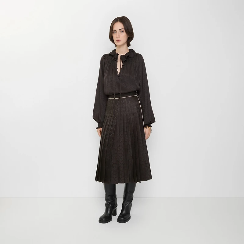 Sunflower Pleated Silk Skirt in Hawk brown - Women | Burberry® Official