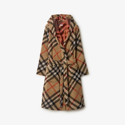Check Cotton Robe in Sand | Burberry® Official