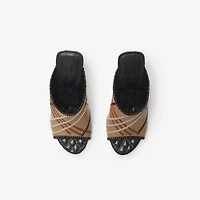 Check Leather Cabana Mules in Sand - Women | Burberry® Official