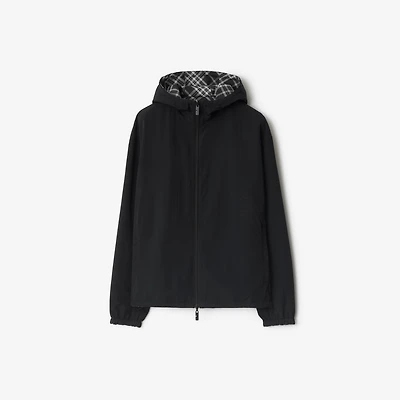 Reversible Check Hooded Jacket in Black - Men | Burberry® Official