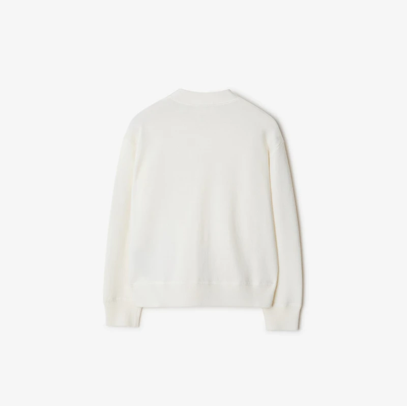 Check Label Wool Cardigan in Ivory | Burberry® Official