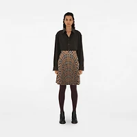 Pleated Check Wool Blend Skirt in Linden - Women, Nylon | Burberry® Official