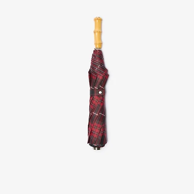 Check Folding Umbrella in Black/poppy red | Burberry® Official